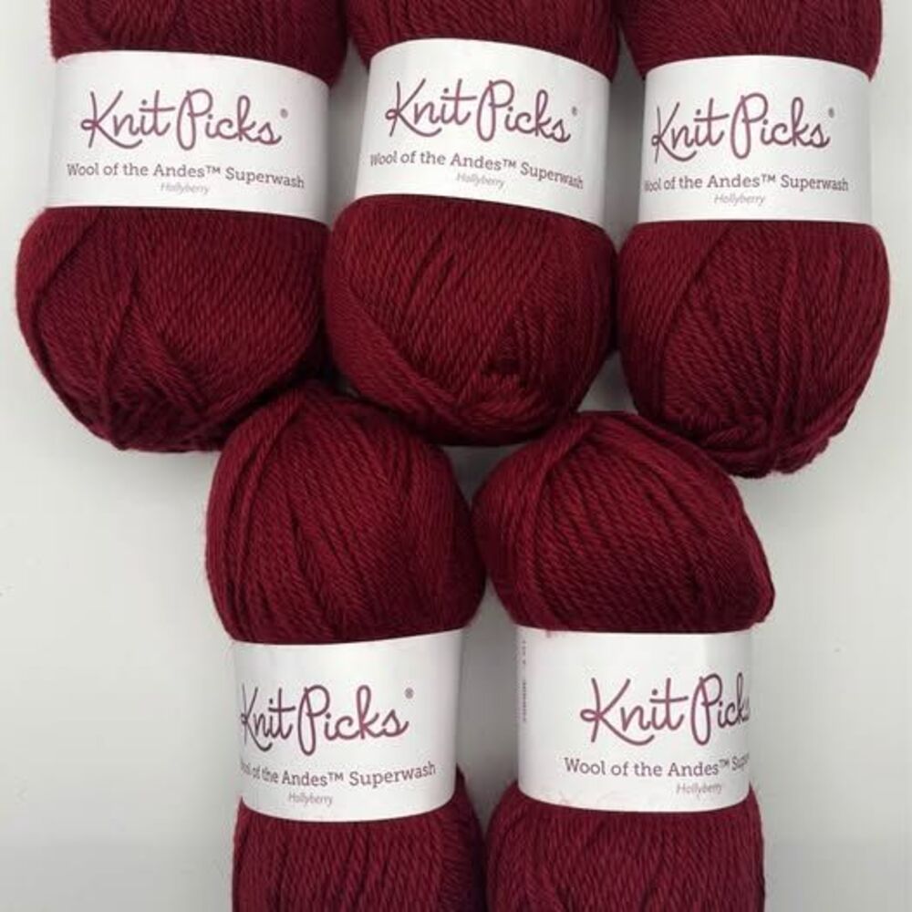 Knit Picks Wool of the Andes Superwash Yarn - Hollyberry (5 Skeins) - #360